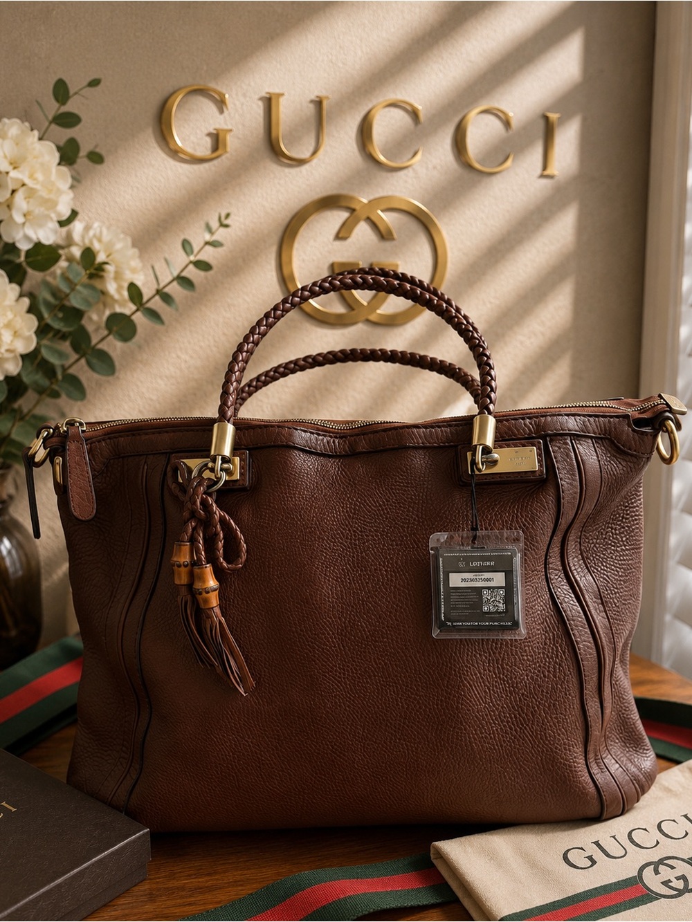 GUCCI
Cellarius Calfskin Large Bella Top Handle Bag Cuir
